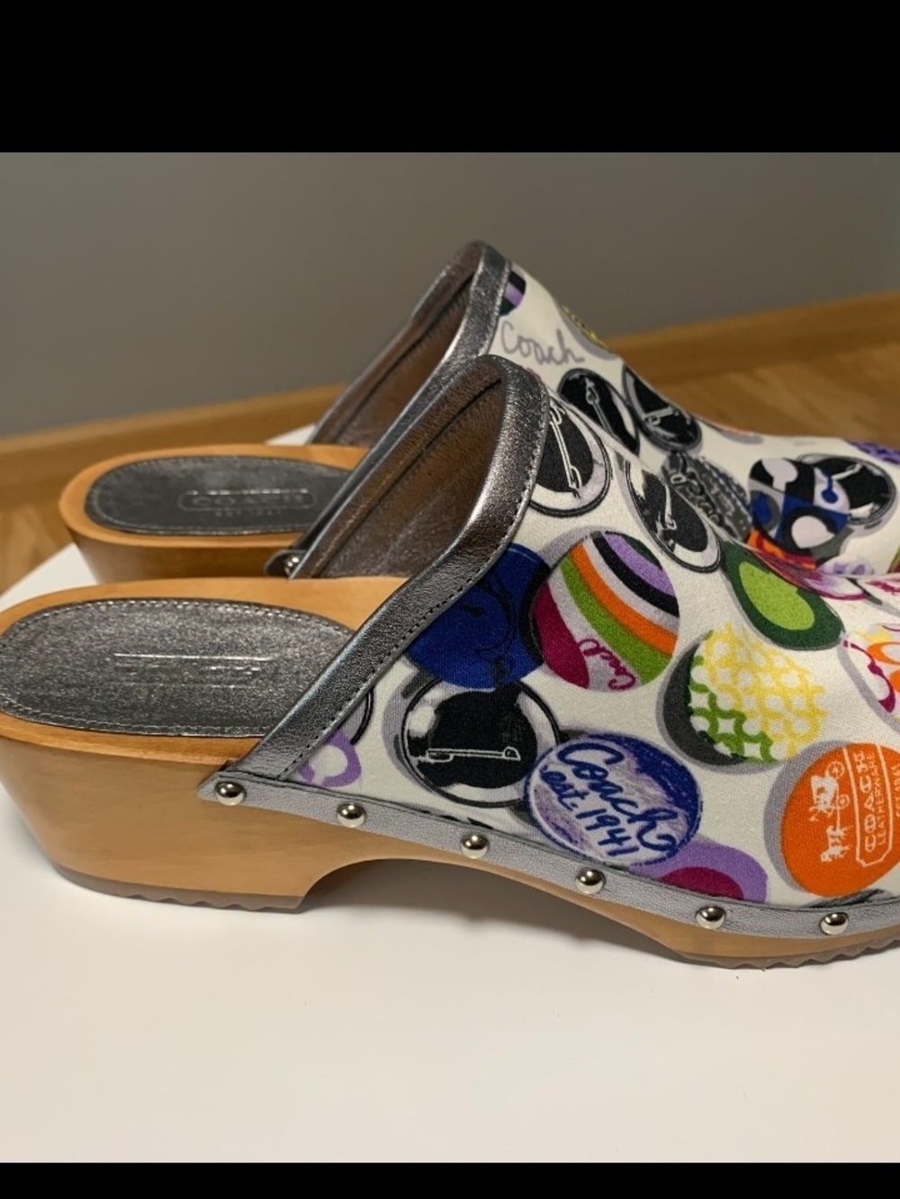 RARE Coach Y2K Pop Art Multicolor Logo-Print Clog Mule - Picture 4 of 7